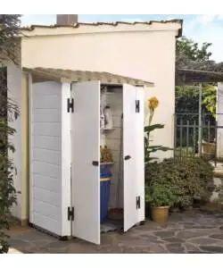 CASETTA DA GIARDINO IN PVC GAROFALO "TUSCANY 100.2P" L.139 X P.95 X H.201